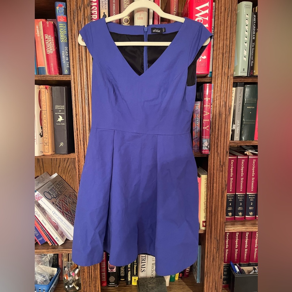 Kate Spade Saturday Blue Sleeveless V-Neck Fit and Flare Dress